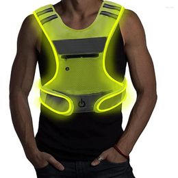 Motorcycle Apparel LED Reflective Vest Running Gear With Pouch USB Charging & Ultralight Safety For Night Cycling