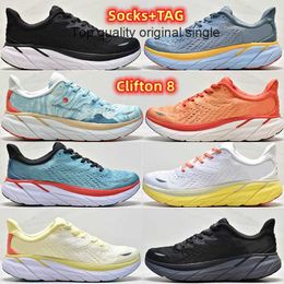 OG Running Shoes HOKA ONE Clifton 8 Tênis de corrida Mulheres Homens Carbono X 2 Sapato Atlético Absorção de Choque Estrada Moda Mens Mulheres Tênis