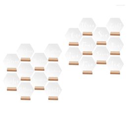 Party Decoration 10Pcs Hexagon Acrylic Wedding Table Number Sign With Wood Holder Set Supplies For Home Festival Dining