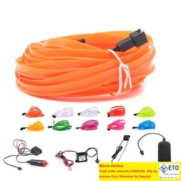 New Blister card el wire 3m Flexible Neon Light Glow EL Wire Rope Tube Car Dance Party Costume Controller Box operated by