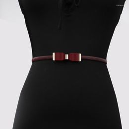 Belts Bowknot Slim Belt For Women Gothic Retro Coat Dress Decorative Metal Girdle Luxury Design Goth Fashion Elastic Waistband Female