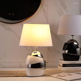 Table Lamps Black/white Ceramics Lamp Fabric Lampshade Nordic Simplicity Led Desk Light Bedside Reading Bedroom Lighting D