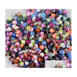 Navel Bell Button Rings 100Pcs/Lot Body Jewellery Piercing Eyebrow Belly Tongue Lip Bar Mixed Colour Drop Delivery Dhaxm