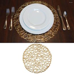Table Mats 6pcs Dining Kitchen Placemat Set Reversible Round Party Woven Paper 15inch Holiday