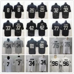 Men Football 81 Tim Brown Jersey 39 Nate Hobbs 77 Lyle Alzado 12 Ken Stabler 15 Flores 16 Jim Plunkett 32 Marcus Allen 34 Bo Jackson 42 Ronnie Lott 75 Howie Long Uniform