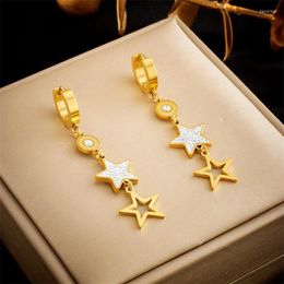 Stud Earrings 316L Stainless Steel Fashion Fine Jewellery Embedded Zircon Geometric Circle Many Stars Splicing For Women Gifts