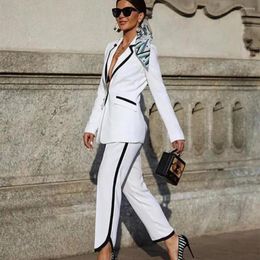 Women's Two Piece Pants 2023 White Black Matching Mother Of The Bride Women Suits Office Lady Wear Female Fashion Outfits 2 Pieces Jacket