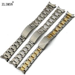 Men Women Watch Watches Belt 13mm 17mm 20mm New silver or gold Curved end Solid SS Watch Band strap Relojes Hombre 2016235n