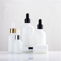 Storage Bottles 10pcs/lot 10ml 15ml 30ml 50ml 100ml White Glass Dropper Bottle Empty Cosmetic Packaging Container Vials Essential Oil