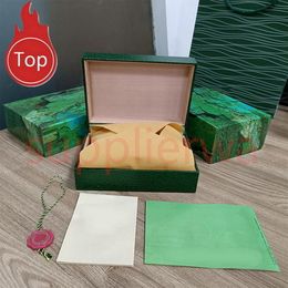 ROLEX Green Cases quality man Watch Wood luxury box Paper bags certificate Original Boxes for Wooden Woman Watches Gift Box Access271c