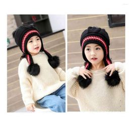 Hats Super Soft Cute Fleece Lined Ear Protection Hat Adorable Children Beanie Pompoms For Outdoor