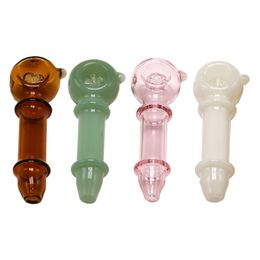 Y144 Smoking Pipe About 4.1 Inches Star Screen Perc Coloured Tobacco Spoon Bowl One Dot Anti-Rolling Dab Rig Glass Pipes