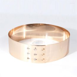 Belts 2022 High Quality Metal Keeper Metallic Mirror 7cm Wide Belt Corset Women Punk Cummerbund Gold Silver Love Lockdown BL03