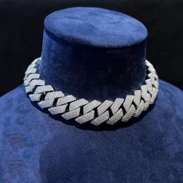 Exclusive craft handmade inlaid Necklace bracelet Diamond Hip Hop Cuba 14mm / 18mm / 20mm Mo samite set 925 sterling Silver base accepted for customization