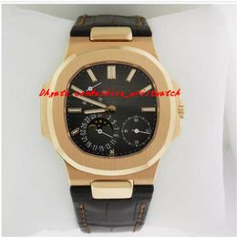 luxury watch fashion new 5712r001 black dial 18k rose gold black leather bracelet 40 5mm automatic men watches wristwatch238D