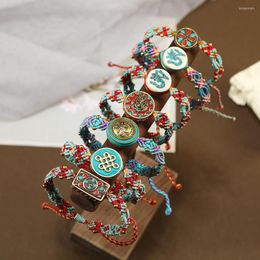 Charm Bracelets Bohemian Folk Style Nepal Bead String Retro Skew Knot Multicoloured Rope Pure Hand Woven Glamour Bracelet Jewellery For Women