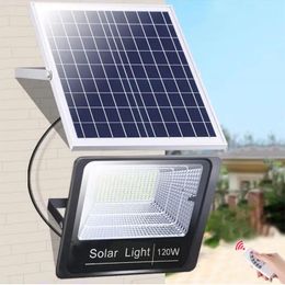 Outdoor Led Solar Flood Lights Garden House Remote Control Waterproof Spotlights Led Wall Lamp