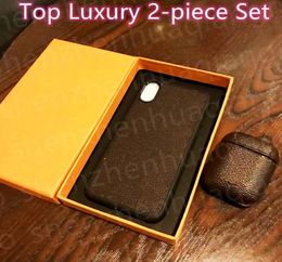 Luxus 2 Piece Set Phone Cases Earphone Protector für iPhone 13 i 12 Pro Max 11 X XR XR XSMAX Mobile Shell PU Leder AirPods 3rd 4523154