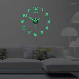 Wall Clocks 40/90/130CM 3D Clock Luminous Frameless DIY Digital Stickers Silent For Home Living Room