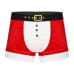 Underpants Men's Panties Velvet Boxers Elastic Waistband Boxer Brief Low Waist Bulge Pouch Shorts Christmas Lingerie Sleepwear