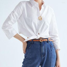 Belts All-match Summer Accessories Ladies Belt Simple Cowhide For Women Yellow Gold Pin Buckle Jeans Dress Pasek Damski