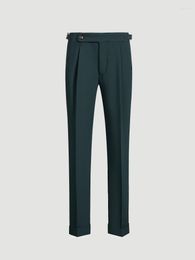 Men's Suits Korea Slim Fit Style Men Cone Pant Business Man Wear Fashion 2022 Winter Deep Green Plus Size 36 Wedding Groom Trousers