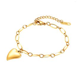 Charm Bracelets Arrival Heart Shaped Pendant Gold Stainless Steel Bracelet For Women Girls Adjustable Fine Jewellery Christmas Gift