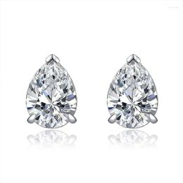 Stud Earrings 925 Sterling Silver 2022 Summer Waterproof Fancy White Cut CZ Zricon Classic Pear Created Shape Earring Fine Jewellery