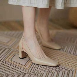 2022 Pointed Sandals Women's Toe Hollow Out Summer Shoes For Women Square Heels Female Casual Pumps Ladies Big Size Foot a678
