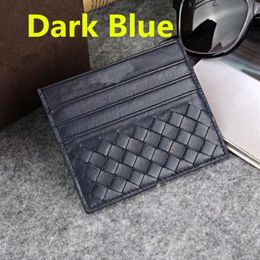 Genuine Leather Credit Card Holder Wallet Classic Weaving Designer Thin ID Card Case for Man Women 2018 New Fashion Coin Pocket Pu318D