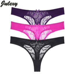 Julexy transparent thongs Hollow out panties for women solid sexy lace underwear women lingerie S M L XL G string227p