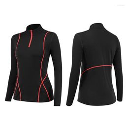 Active Shirts Yango Womens Long Sleeve Top Thermal Sport For Fitness Gym Running Yoga Training Fleece Under Sportswear