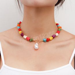 Perline di pietra irregolari colorate fatte a mano Semplice accessorio casual di gioielli da sposa per collana girocollo bohémien