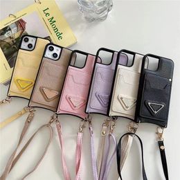 Fashion Shoulder Lanyard Chain Wallet Phone Case for Iphone 15promax 15 14 14plus 14pro Max 13pro 13 12pro 11 Leather Texture Crossbody Necklace Strap Cover