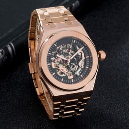 Men's automatic mechanical hollow watch style 42mm stainless steel sapphire luminous fashion