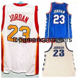 Michael #23 Basketball Jersey Stitched Custom Any Number Name Men's Jerseys White Blue Size 2XS-4XL