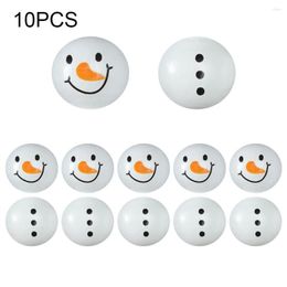 Christmas Decorations 10Pcs Loose Decor DIY Party Craft Snowman Wooden Bead Winter