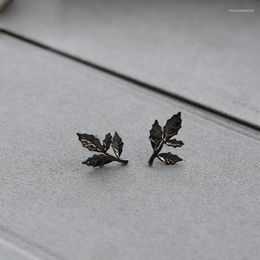 Stud Earrings S925 Sterling Silver Black Branch Retro Punk Style Small Literary Personality Jewelry