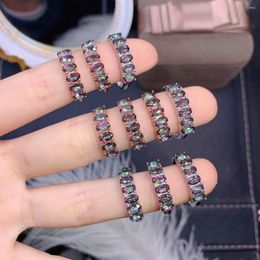 Cluster Rings Luxury Mystic Topaz For Women Real 925 Sterling Silver Ring Trendy Party Fine Jewellery Accessories Anniversary Gift