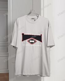 xinxinbuy Men designer destroyed Tee t shirt Paris Red letters embroidery short sleeve cotton women khaki Apricot black M-2XL