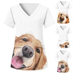 Women's T Shirts Casual Shirt For Women Animal Printed Short Sleeve V Neck Holiday Fun Patterned Working Exercise