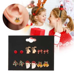 Hoop Earrings Christmas Small Gift Bow Tie Tree Bell Alloy Day