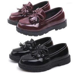 Athletic Shoes Kids Patent Leather Shoe Loafers For Girls Large Size 2022 Fashion Bow Sneakers Children Peas Casual Boys Walking