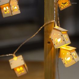 Christmas Decorations 3Meters 20Lamps LED String Lights Decoration Wood House Shape Light Lamp Strings