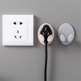 Hooks Wall Storage Hook Kitchen Plug Free Punch Power Cord Rack 6Pcs Door Strong Load Shelf White Self Adhesive