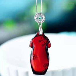 Pendant Necklaces Fine JoursNeige Red Blood Natural Stone Pendants Cheongsam Clavicle Chain Necklace Women Jewellery