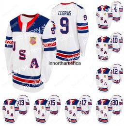 Hockey Jerseys USA 2021 IIHF WJC Gold Winner Jersey 9 Trevor Zegras 30 Spencer Knight Cam York Hunter Skinner Matthew Boldy Cole Caufield Ma