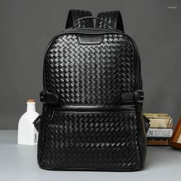 Backpack Brand Designer Men High Quality Pu Leather Bag For Teenager School Shoulder Daypacks Mochila Male Black