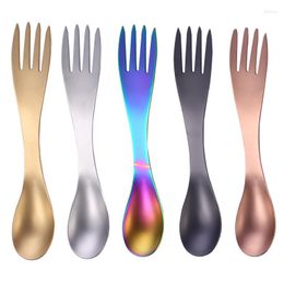 Dinnerware Sets Outdoor Camping Picnic Titanium Spork Spoon Tableware Ultralight Hiking Travel Cookware Portable