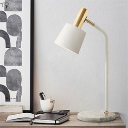 Table Lamps Marble Base Nordic Ins Lamp Bedroom Bedside Girls'room Reading Modern Cozy Led Desk Light Fixtures Decor Home Luminaire